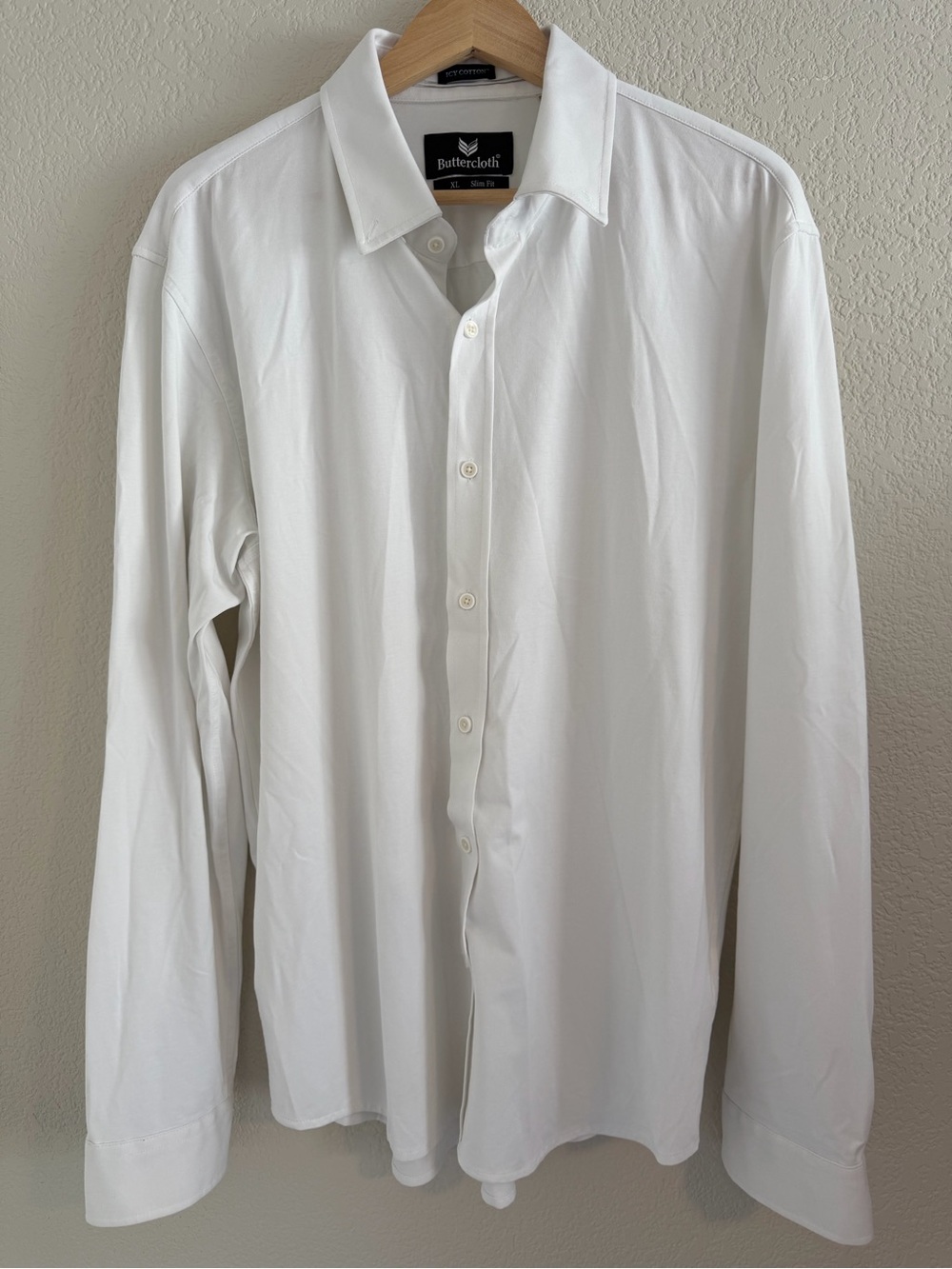 Buttercloth Icy Cotton Dress Shirt White XL Slim Fit